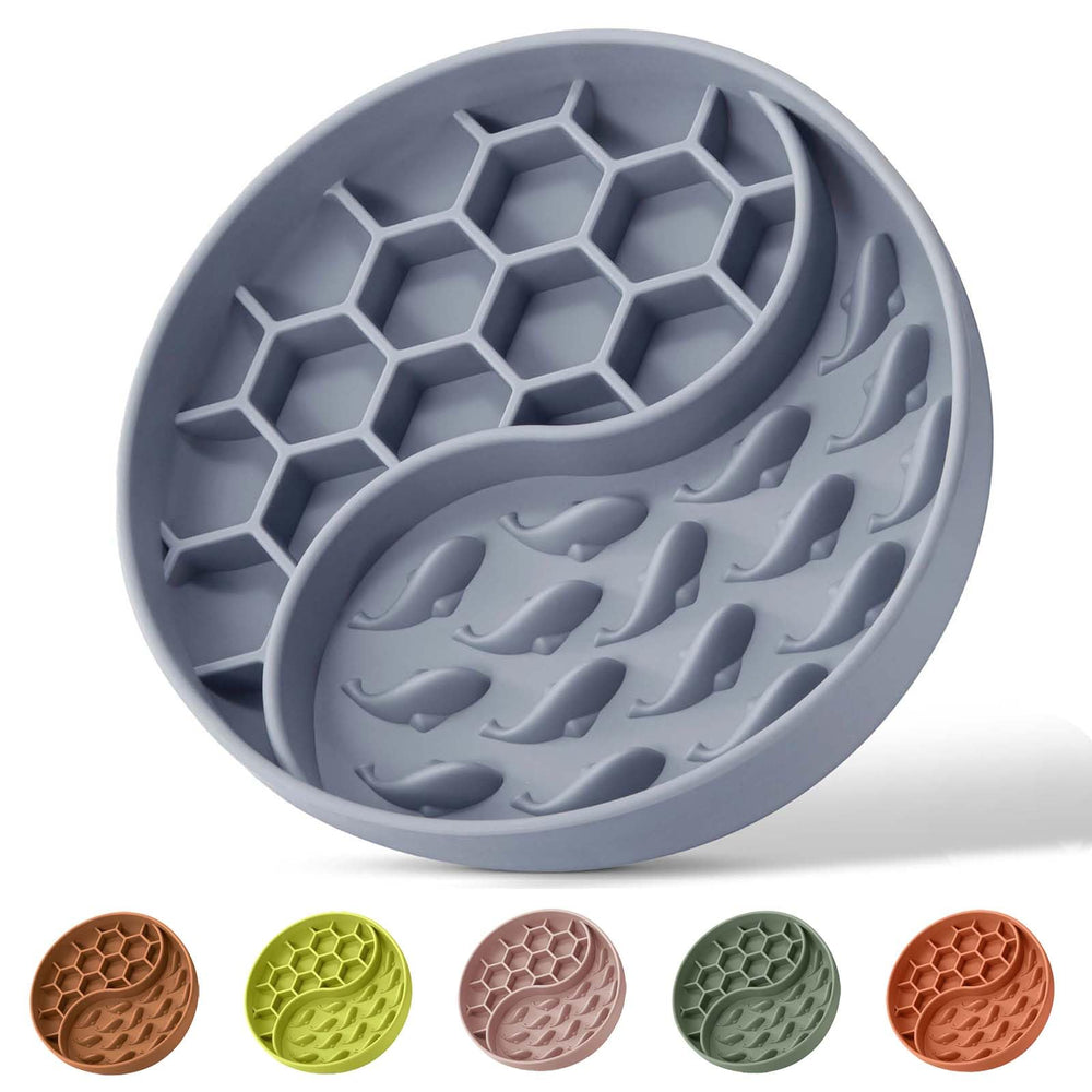 ZOURYNUA alimentation lente bol chien silicone bleu pour des repas plus calmes.