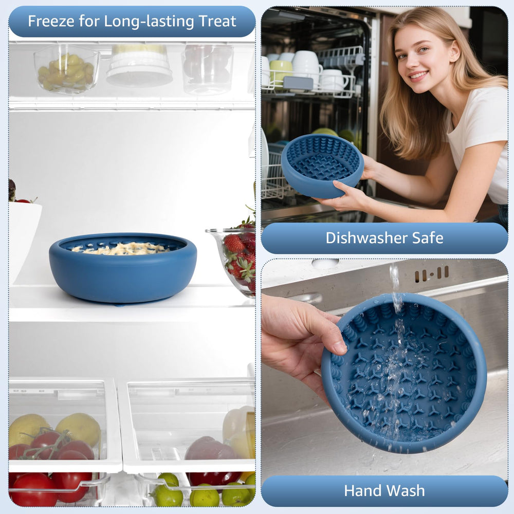 Bol silicone ZOURYNUA bleu, facile à nettoyer et lave-vaisselle compatible.