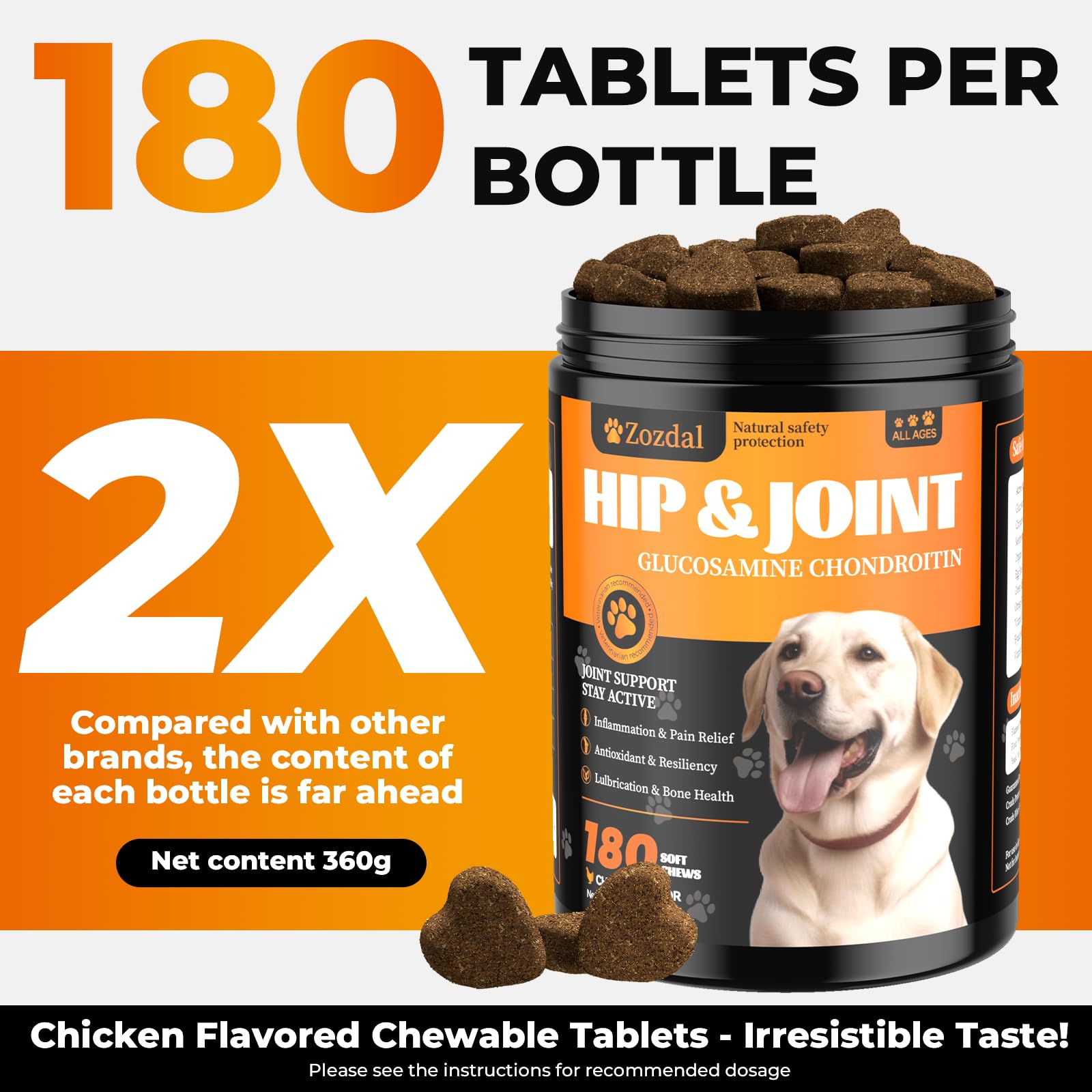 Friandises goût poulet Zozdal, facile à donner pendant la routine.