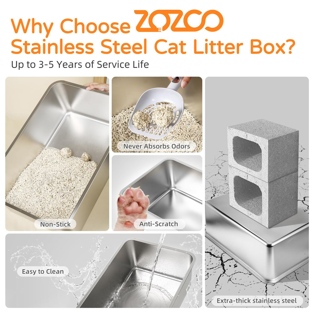 ZoZOO assemblage simple, sans outils, pour cette litière inoxydable.