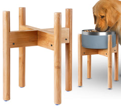 Le support ZPirates élève le bol du chien pour 14 pouces de hauteur, favorisant une posture confortable.