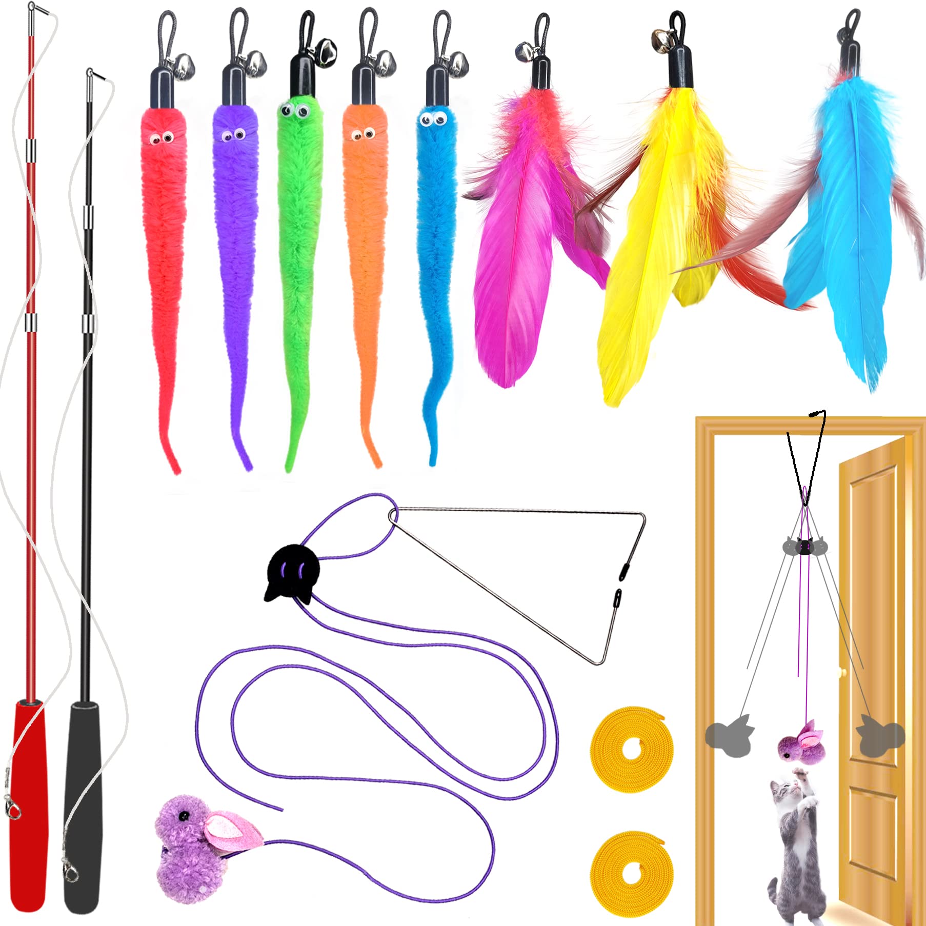 Jouet ZPH baguette retractable pour chat, favorise l exercice et l agilité.