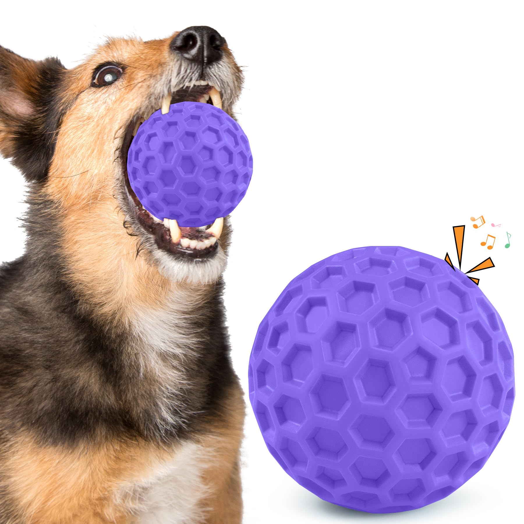Balle indestructible ZRIFAQESW violette, idéale pour chiens puissants qui mâchent.