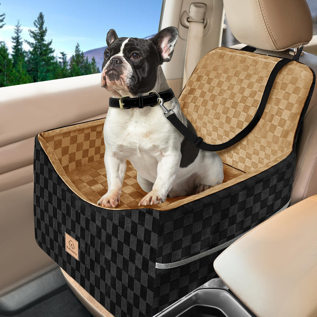 Siège booster Zuffeloria avec mémoire mousse pour chien jusqu’à 35 lb, confort supérieur.