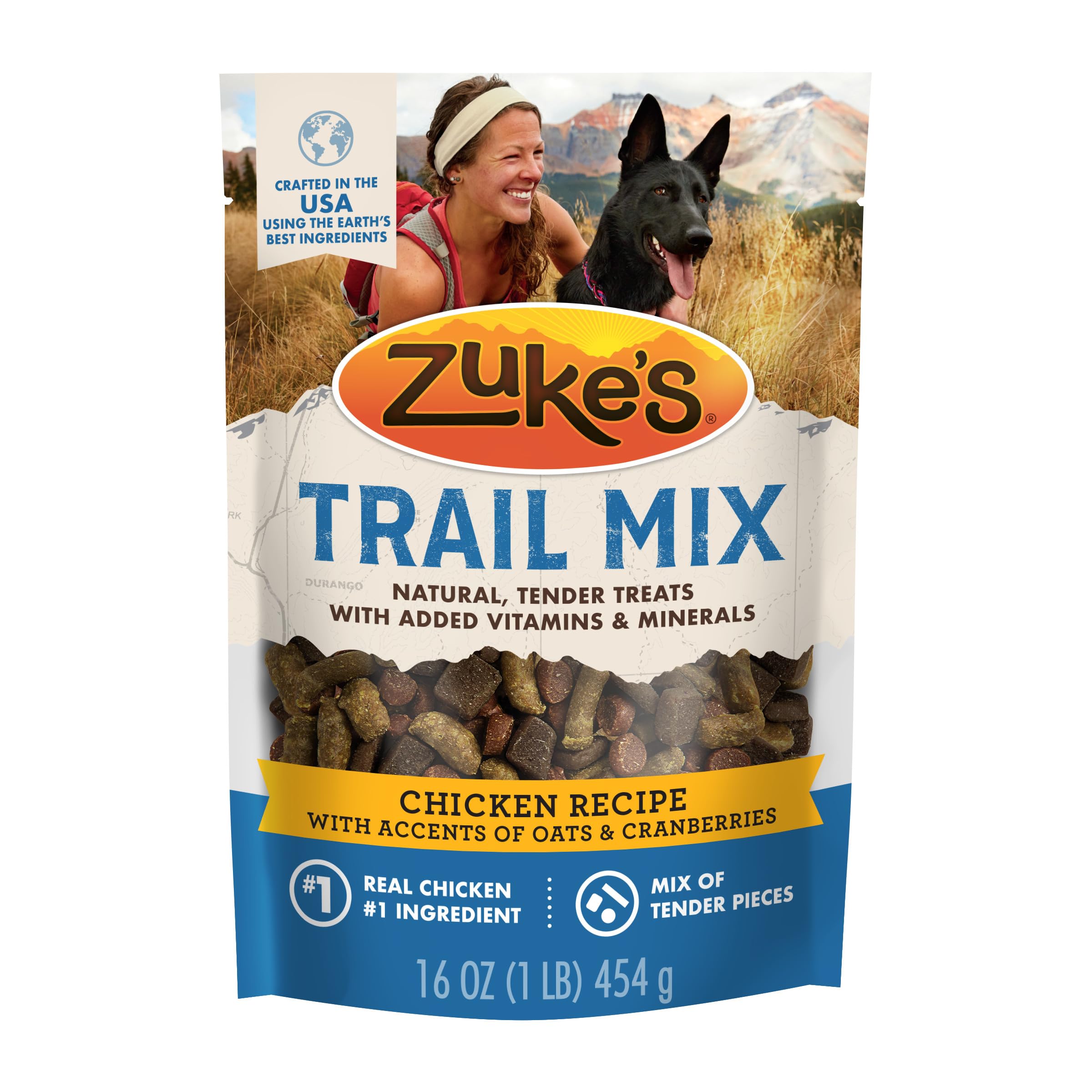 Friandises Zuke’s pour chien, sachet refermable, pratique pour les sorties.