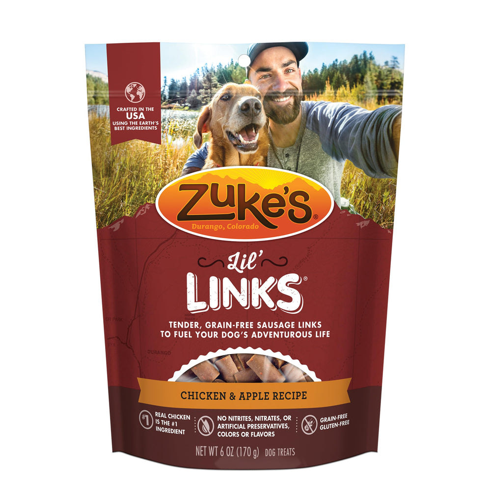 Zuke’s Lil’ Links : sachet refermable au poulet et pomme, pratique pour les sorties