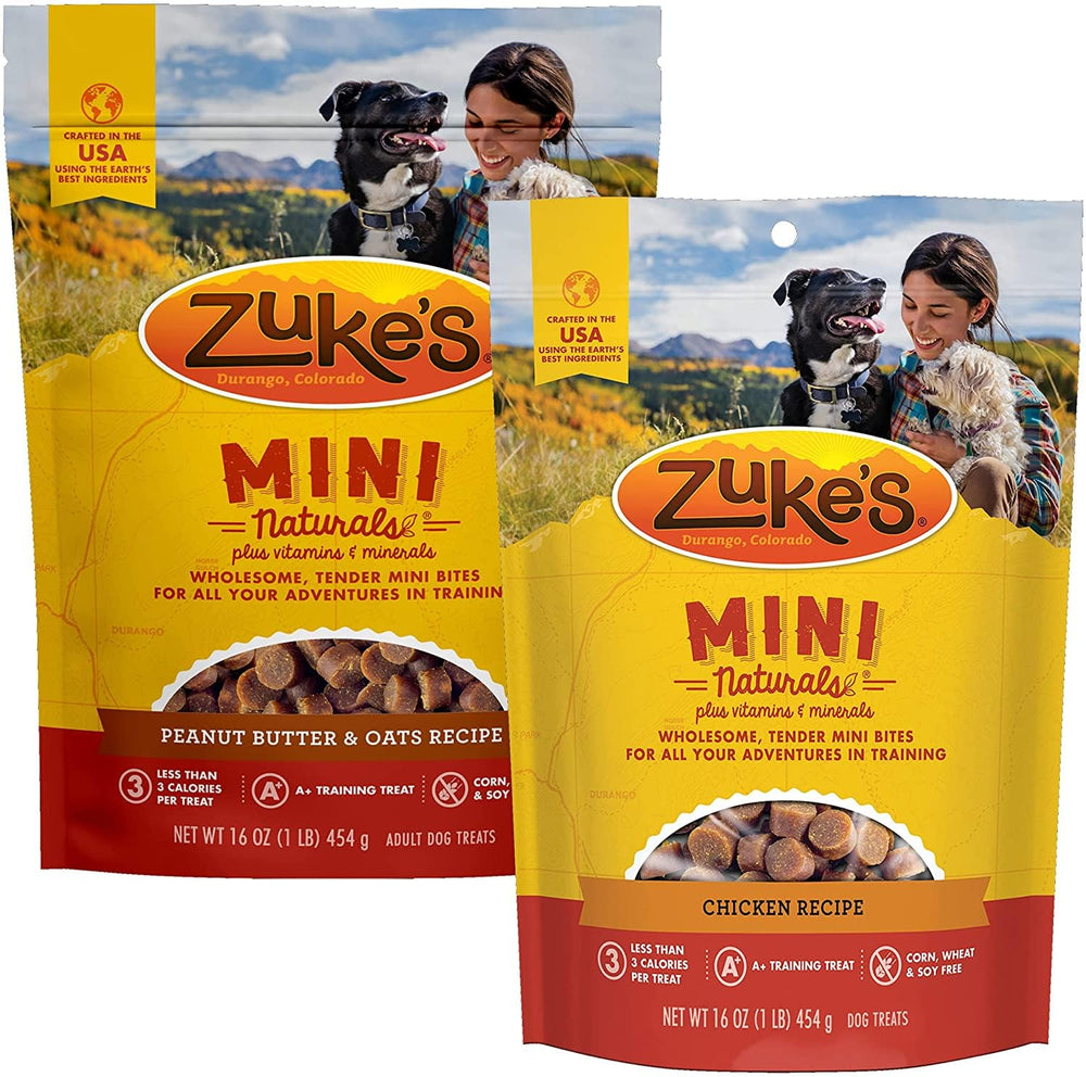 Zuke's Mini Naturals – recette poulet: récompense savoureuse et légère pour l'entraînement.