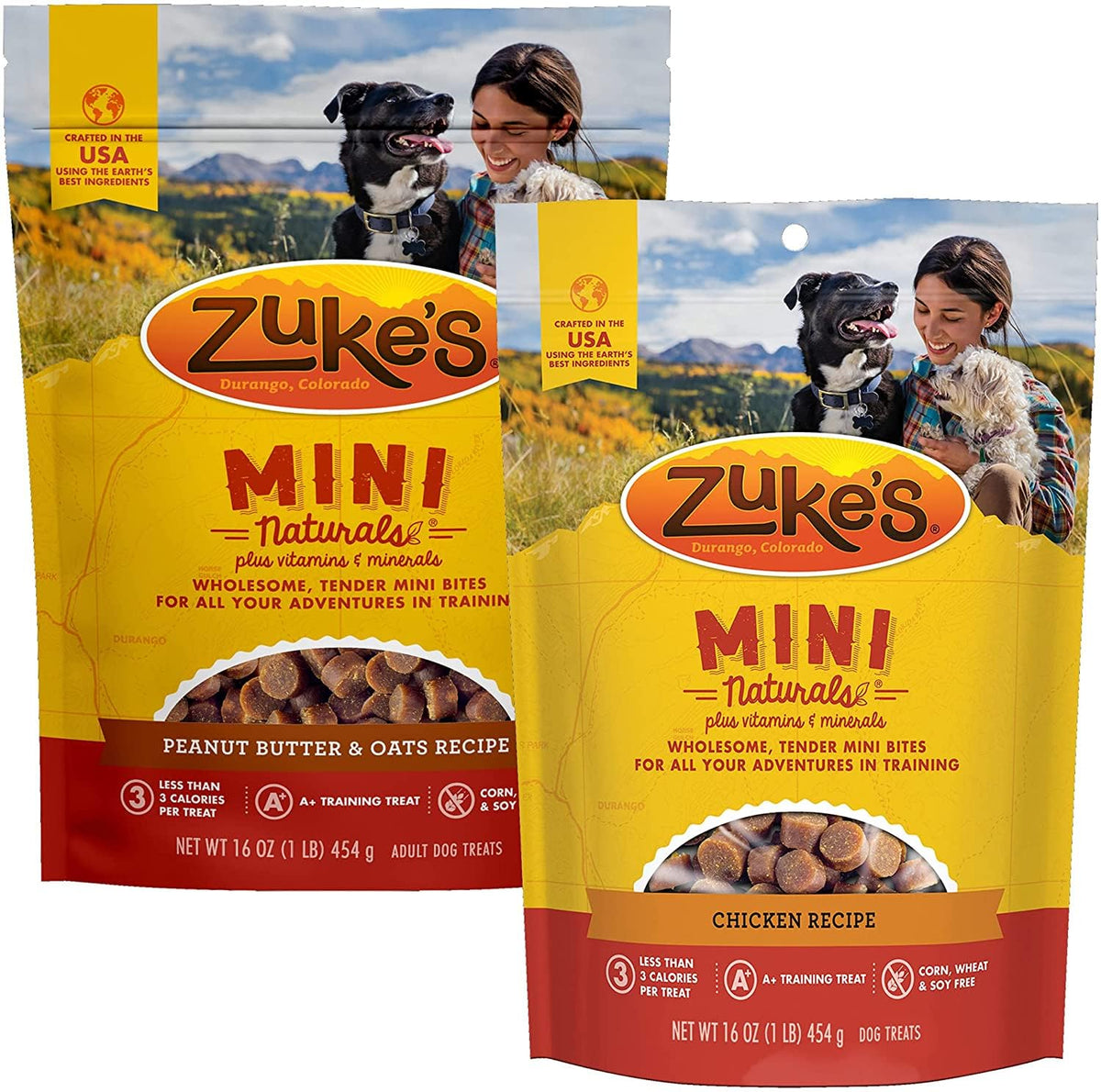 Zuke's Mini Naturals – recette poulet: récompense savoureuse et légère pour l'entraînement.