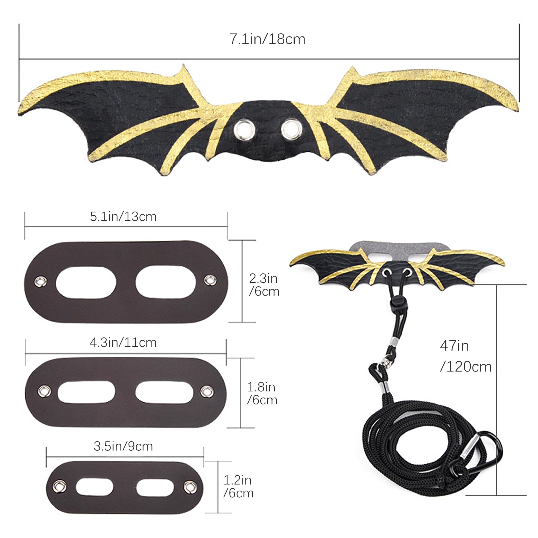 Laisse ZukoCert dragon barbu noir, corde légère pour sorties faciles.