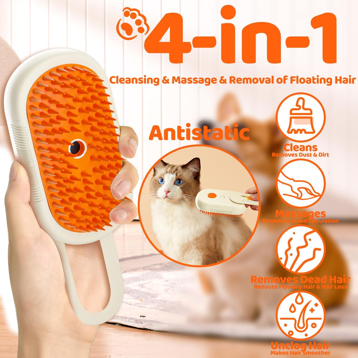 Brosse Zupooko élimination-poils-morts pour poils longs, soin en douceur.
