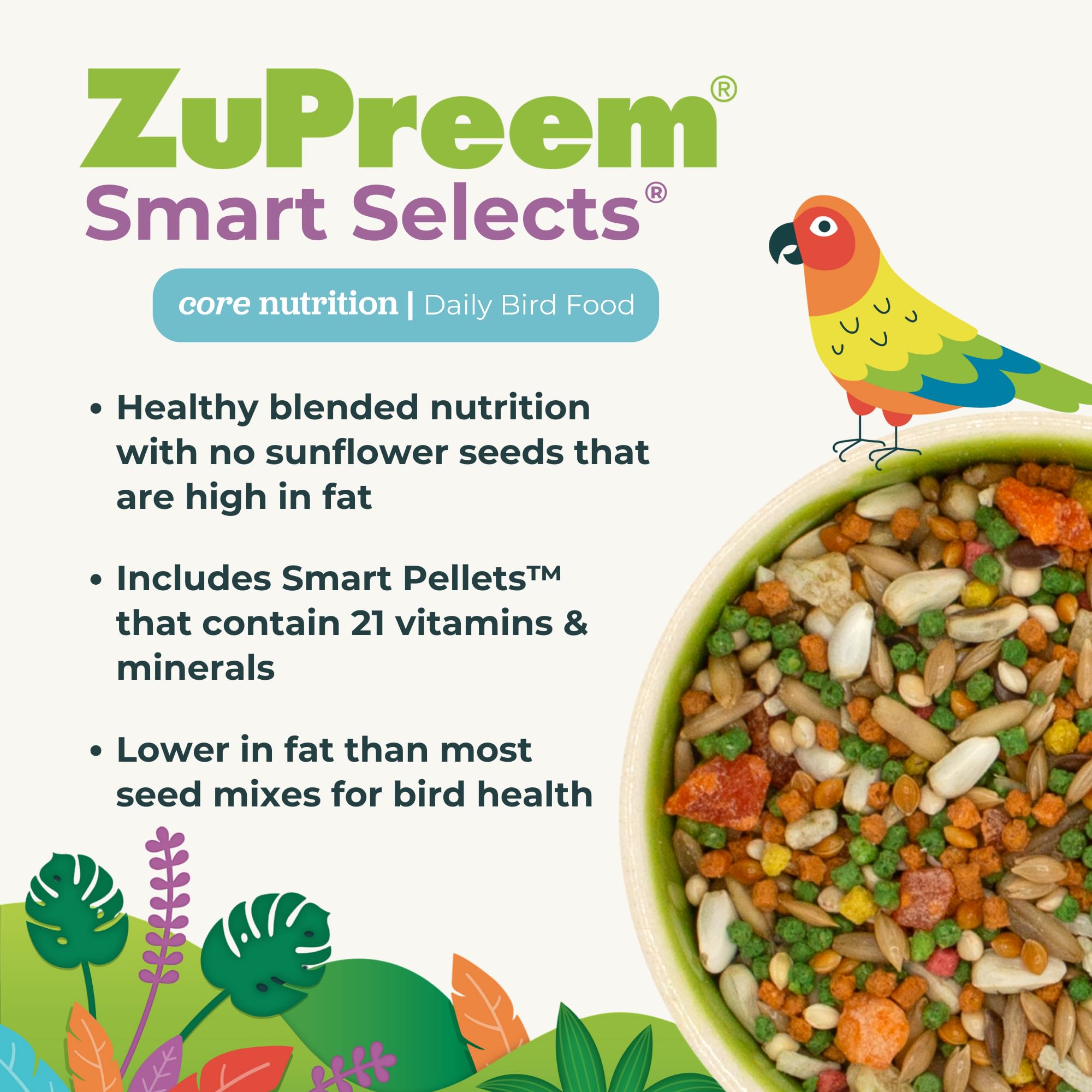 ZuPreem – nutrition essentielle pour petits oiseaux au quotidien.