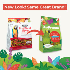 ZuPreem FruitBlend boulettes colorées, stimulation sensorielle et alimentation variée.