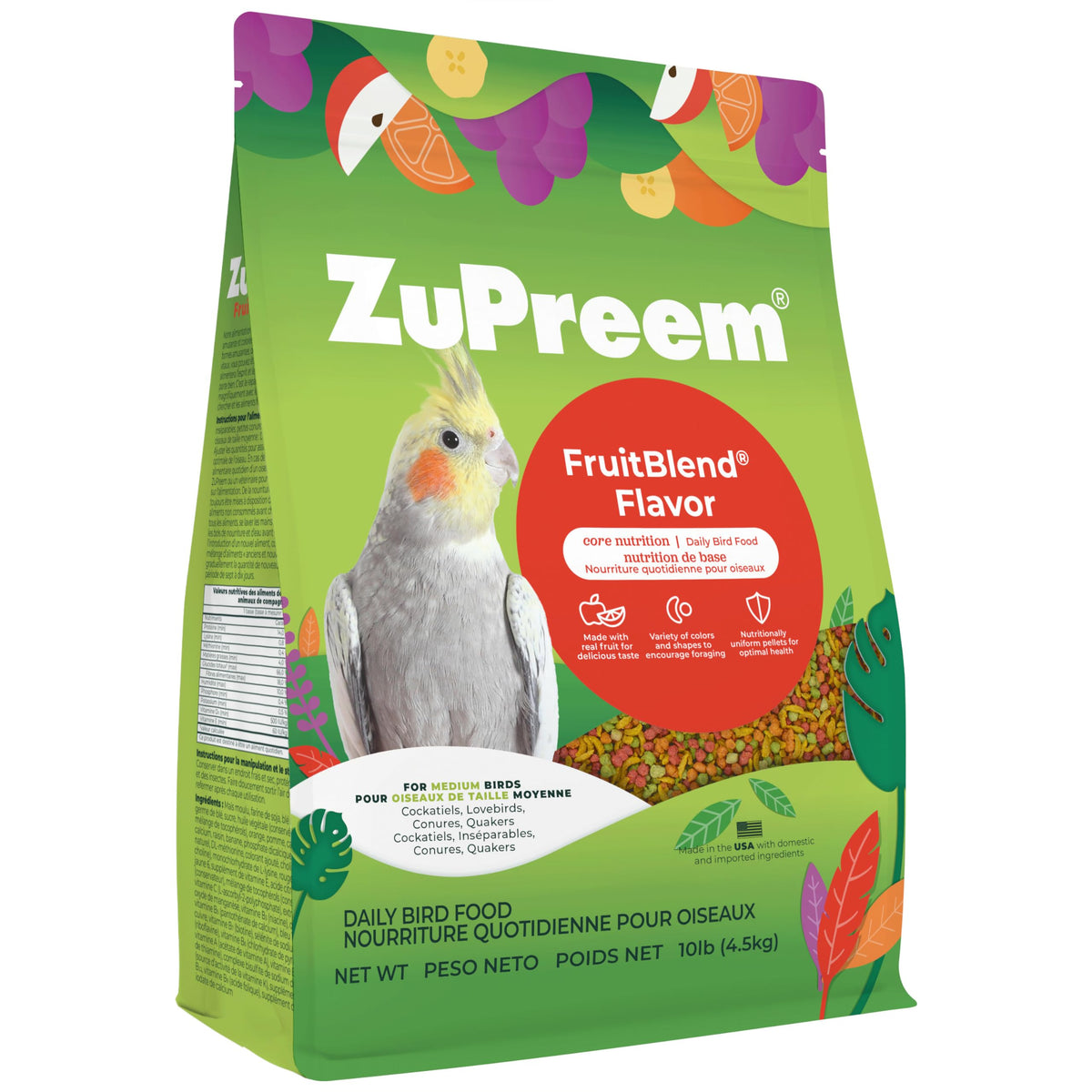 ZuPreem FruitBlend boulettes fruits couleurs pour stimuler l'appétit et enrichir les repas.