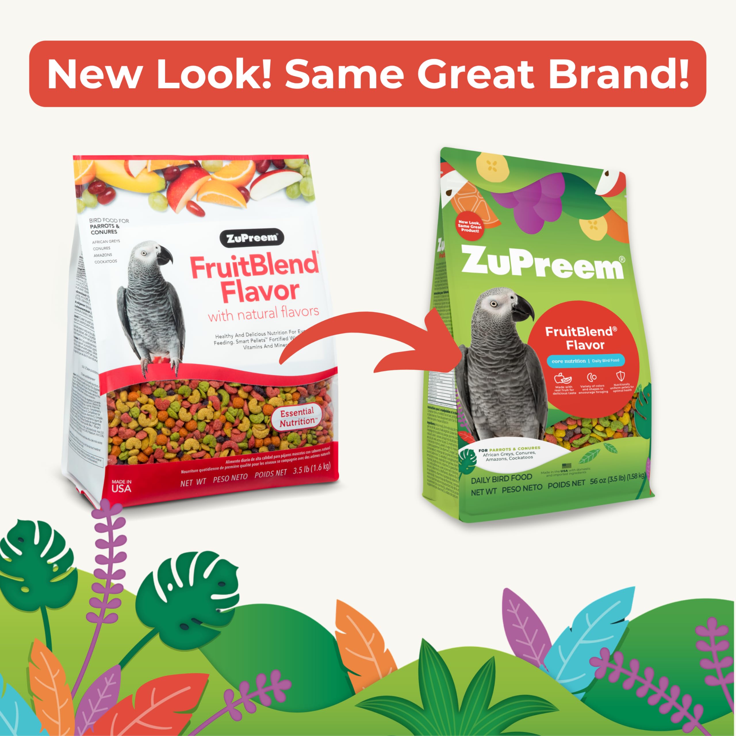 ZuPreem FruitBlend: mélange de formes et couleurs pour stimuler l'appétit.