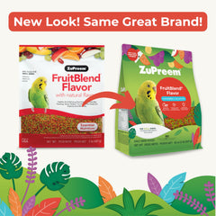 Emballage ZuPreem FruitBlend de 2 lb, pratique pour un usage durable.