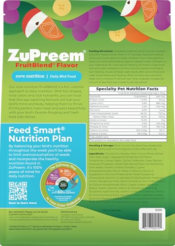 ZuPreem FruitBlend énergie et vitalité quotidiennes grâce à des nutriments clés.