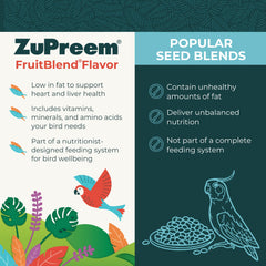 ZuPreem FruitBlend Pellets couleurs et saveurs naturelles stimulant l’appétit.