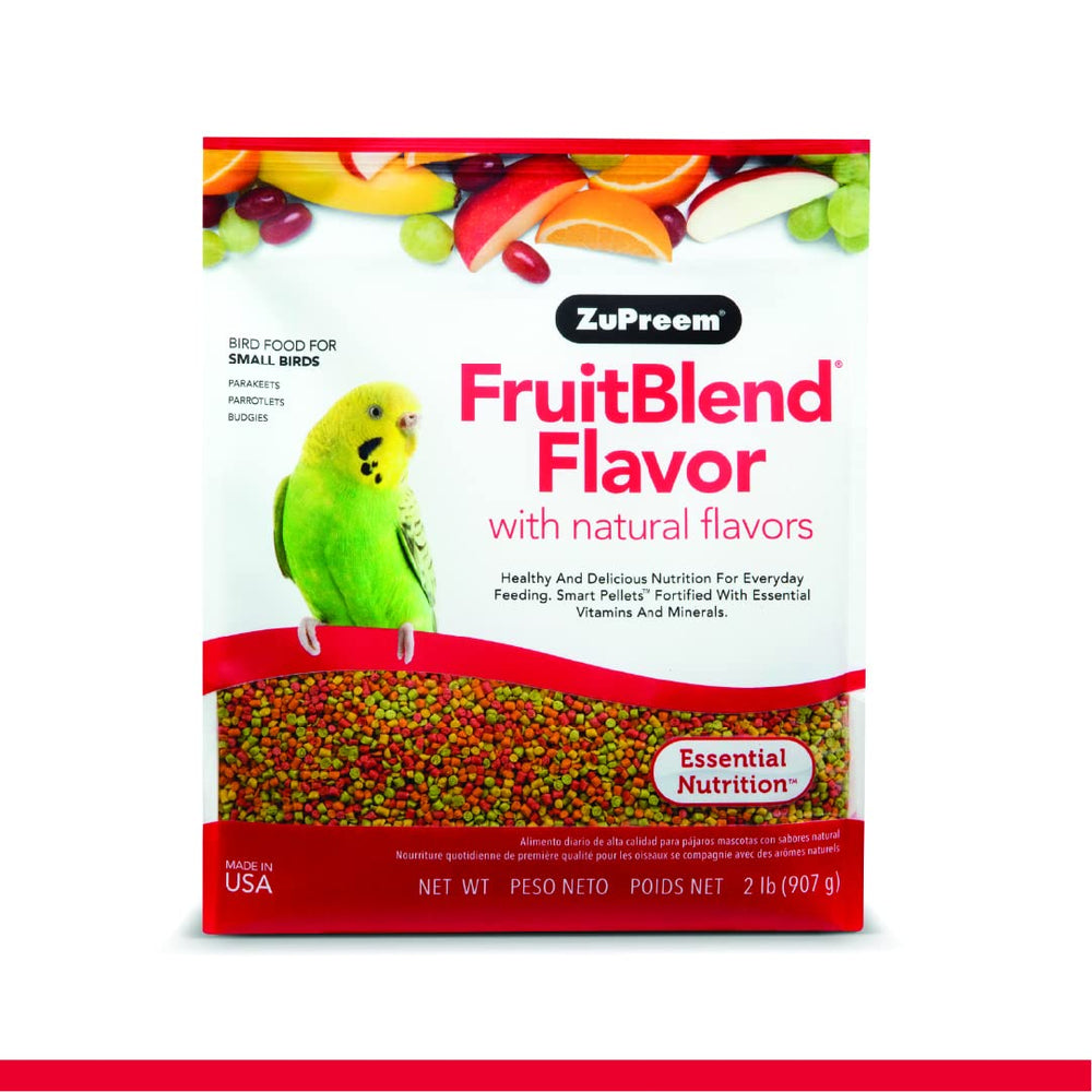 ZuPreem FruitBlend, pellets colorés pour perruche ondulée, soutien nutritionnel quotidien.