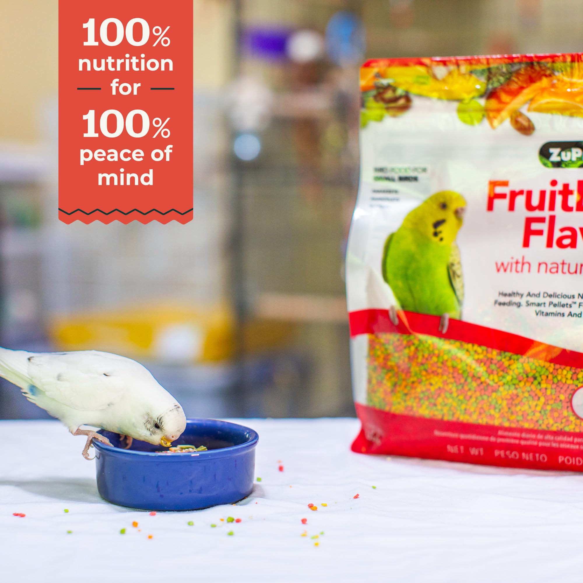 ZuPreem FruitBlend plan nutritionnel équilibré pour la routine hebdomadaire.