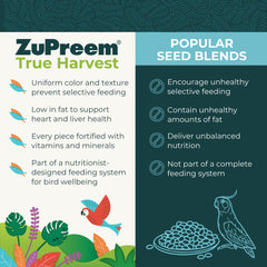 ZuPreem True Harvest, granules-gris-africains: aide à maintenir plumage et vitalité.