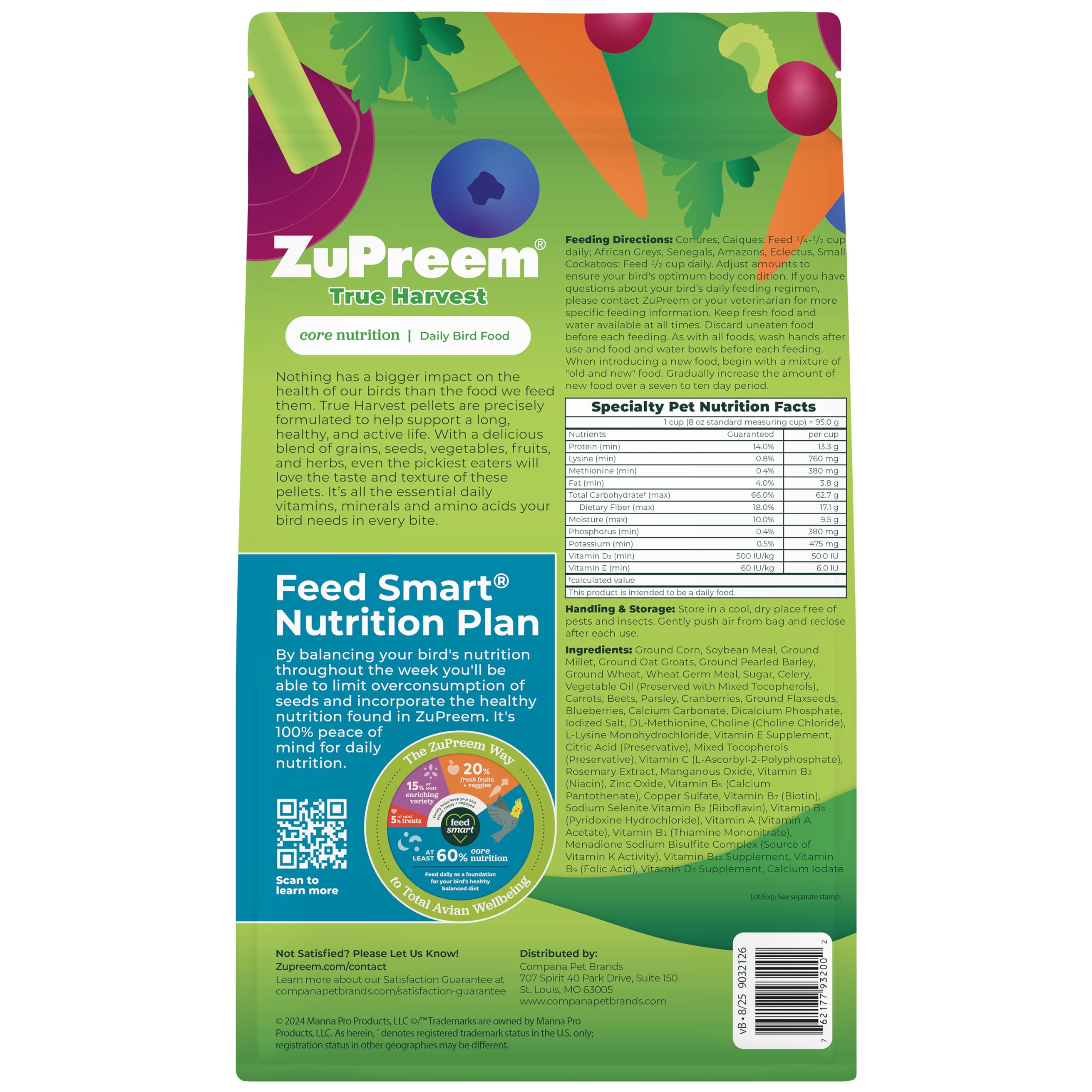 ZuPreem True Harvest, granules-petits-oiseaux: soutien santé générale et énergie.
