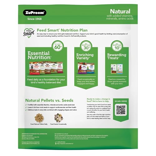 ZuPreem Natural granulés pour lovebird, saveur naturelle et nutrition fiable.