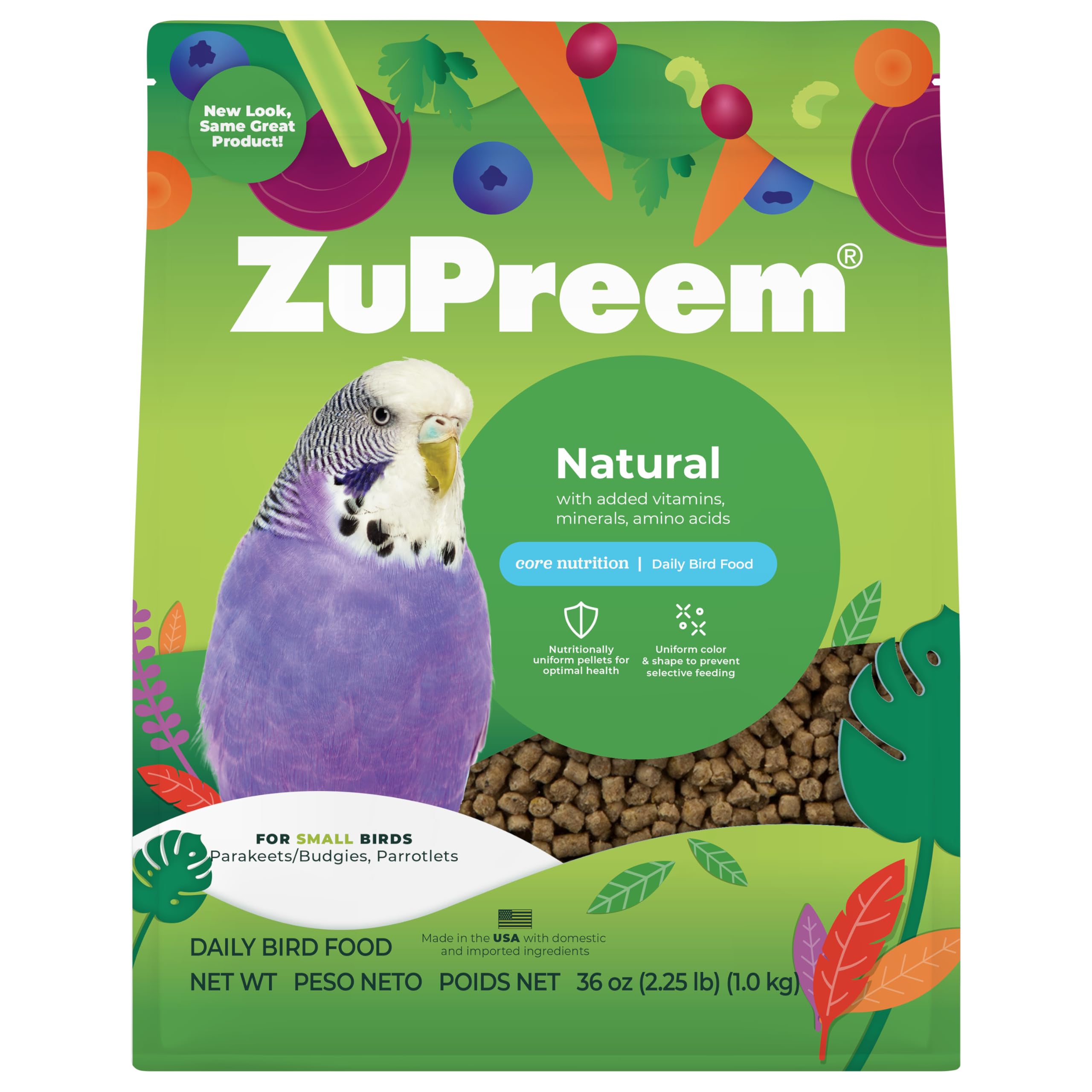 ZuPreem – nourriture naturelle pour perruches et budgies en pellets, alimentation équilibrée.