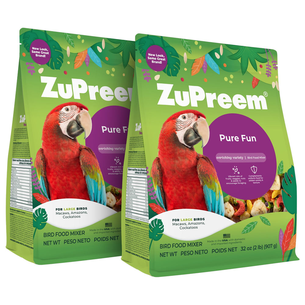 ZuPreem Pure Fun emballage pratique pour grands oiseaux, rangement facile