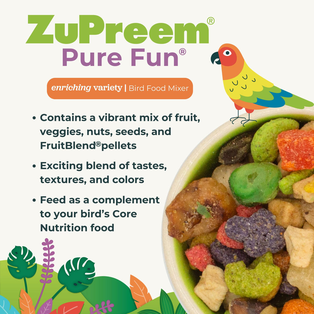ZuPreem Pure Fun: ingredients premium comme banane et millet pour nutrition equilibree
