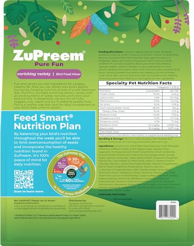 ZuPreem Pure Fun: pellets FruitBlend visibles pour nutrition variée et pratique