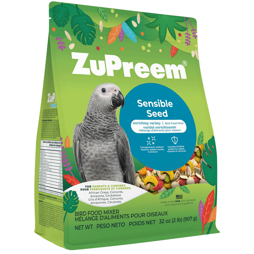 ZuPreem Sensible Seed – emballage clair illustrant le mélange équilibré pour oiseaux.