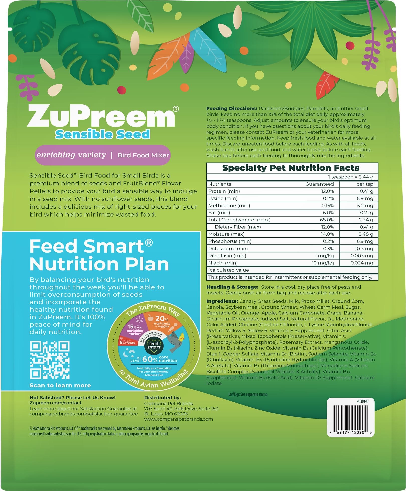 ZuPreem Sensible Seed – fabriqué aux États-Unis, contrôle qualité et traçabilité.
