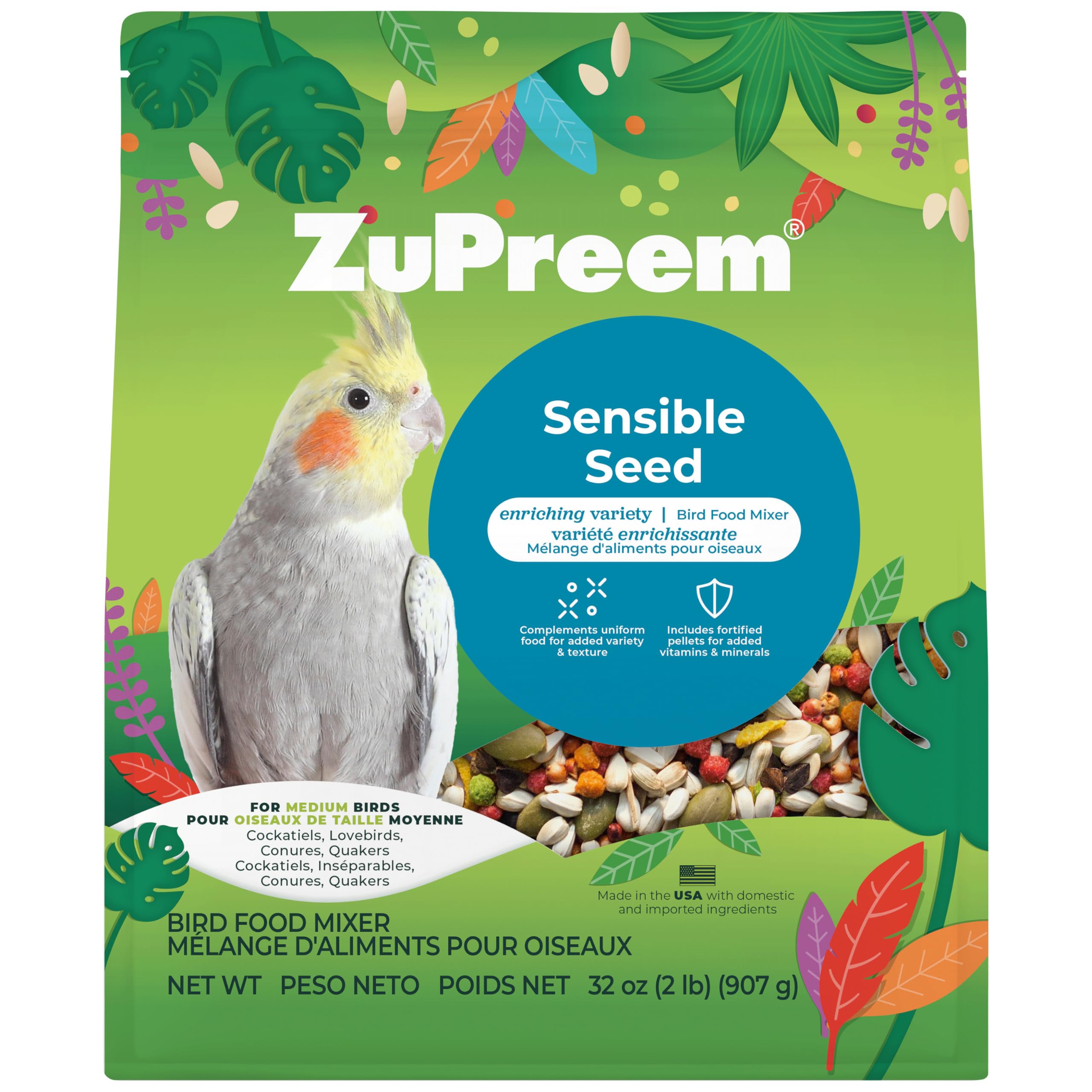 ZuPreem Sensible Seed dans bol, stimule l'exploration alimentaire.