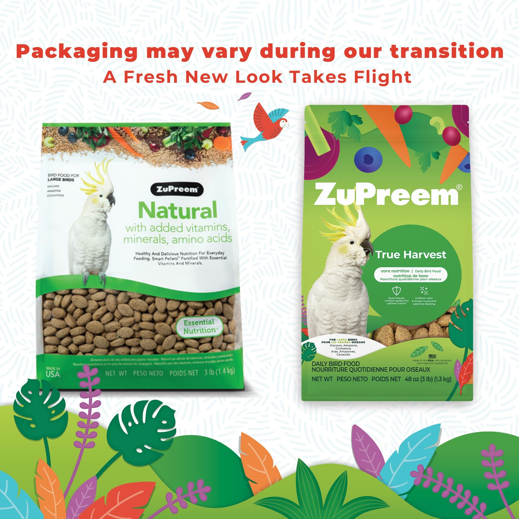Pellets uniformes ZuPreem True Harvest dans un bol, apport nutritionnel constant.