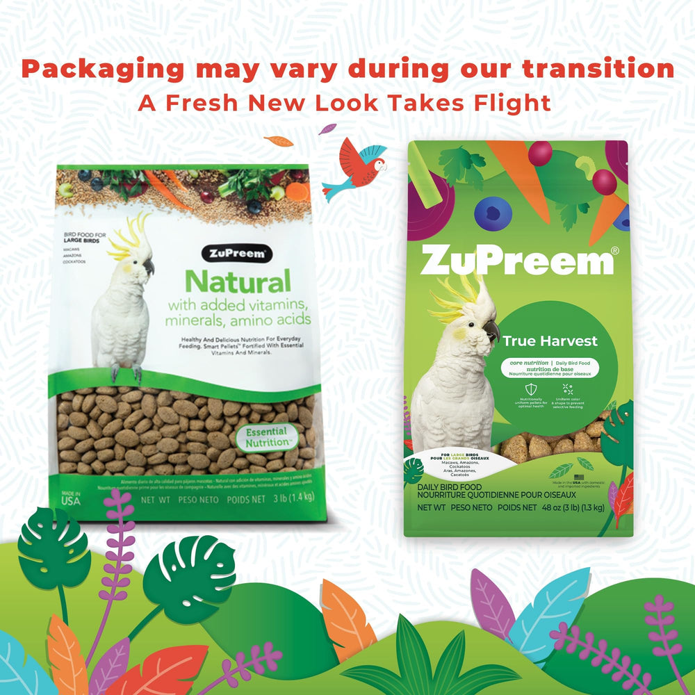 Pellets uniformes ZuPreem True Harvest dans un bol, apport nutritionnel constant.
