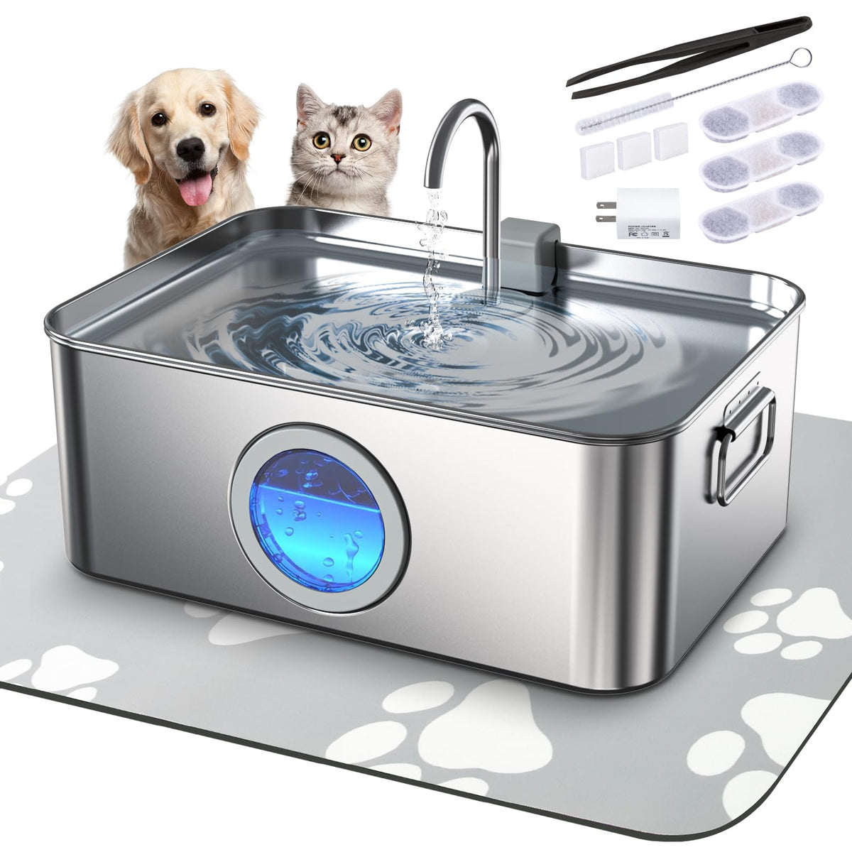 Zuqqony fontaine d'eau 12L — vue d'ensemble pour hydrater facilement plusieurs animaux.