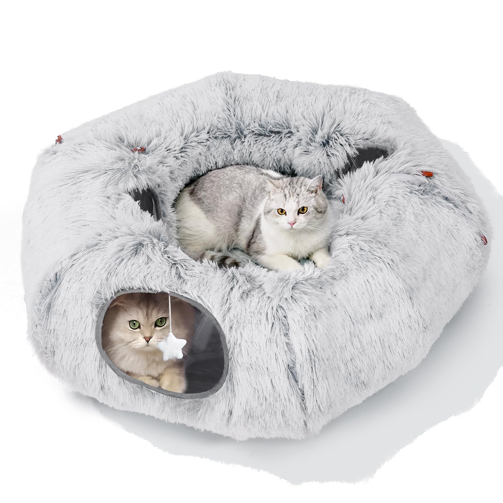 Zuqqony tunnel chat donut noel : cocon chaleureux près du sapin pour chat