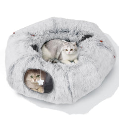 Zuqqony tunnel chat donut noel : cocon chaleureux près du sapin pour chat