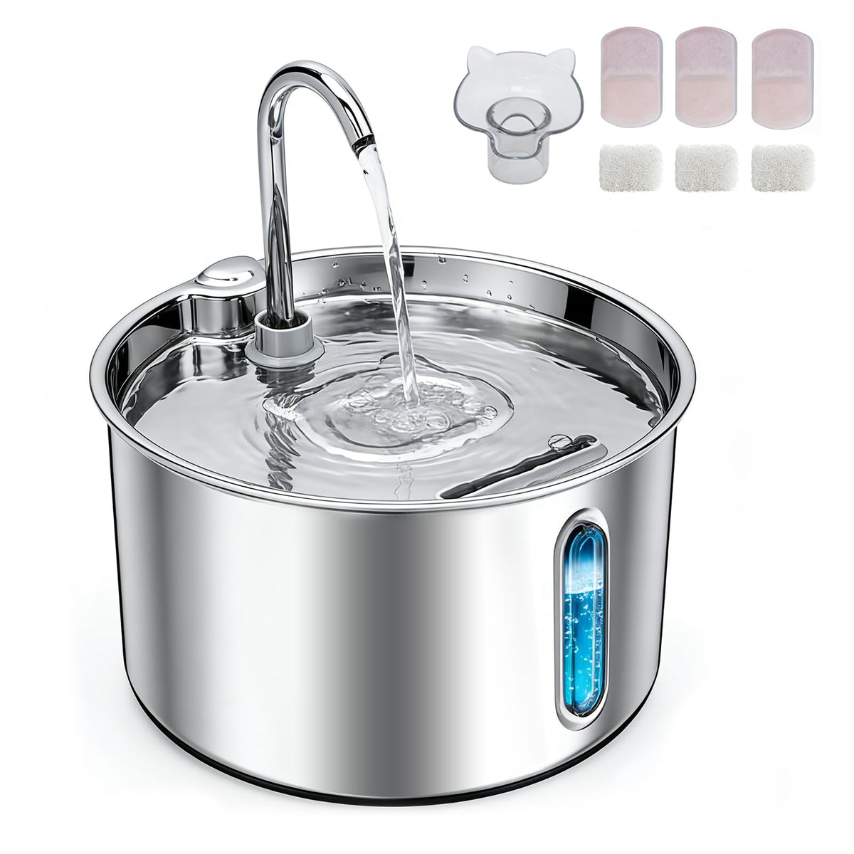 Fontaine Zvaiv pour chat en acier inox 304, hydratation fiable.