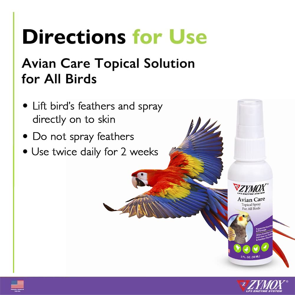 Zymox Avian Care Topique sans stéroïdes, sans parabènes et sans silicones.