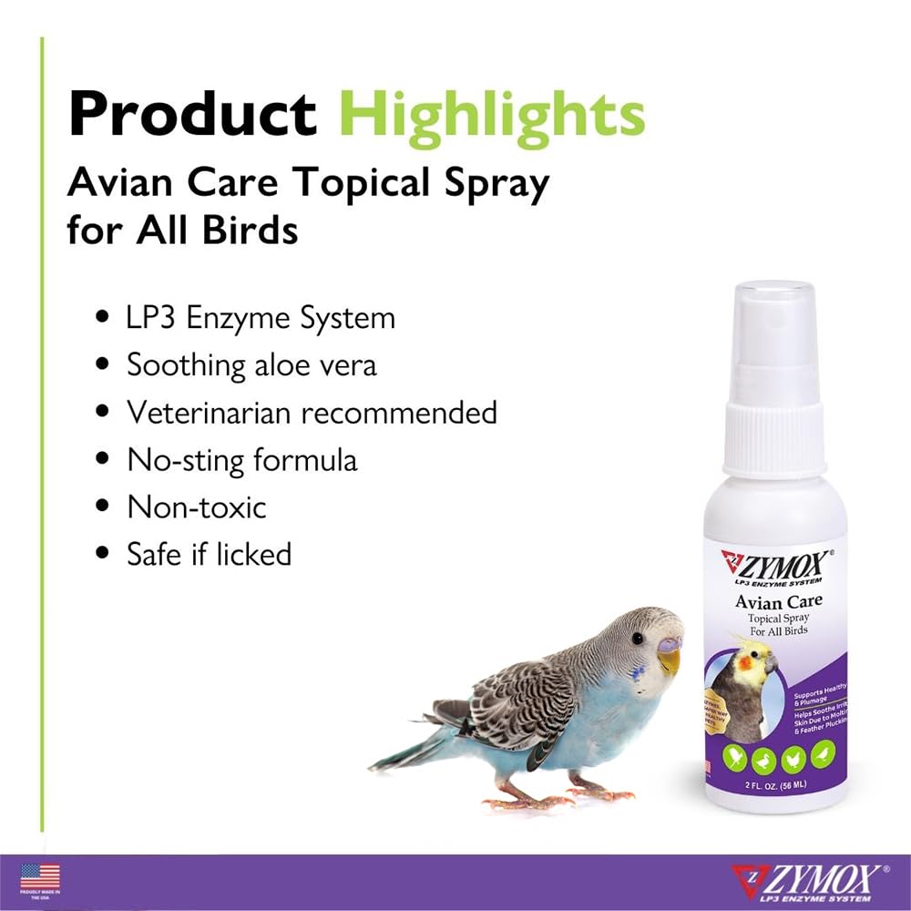 Zymox Avian Care Topique pendant la mue, aide à gérer les irritations.