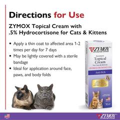 Compositions Aloe Vera et Zinc Gluconate dans Zymox pour la peau du chat