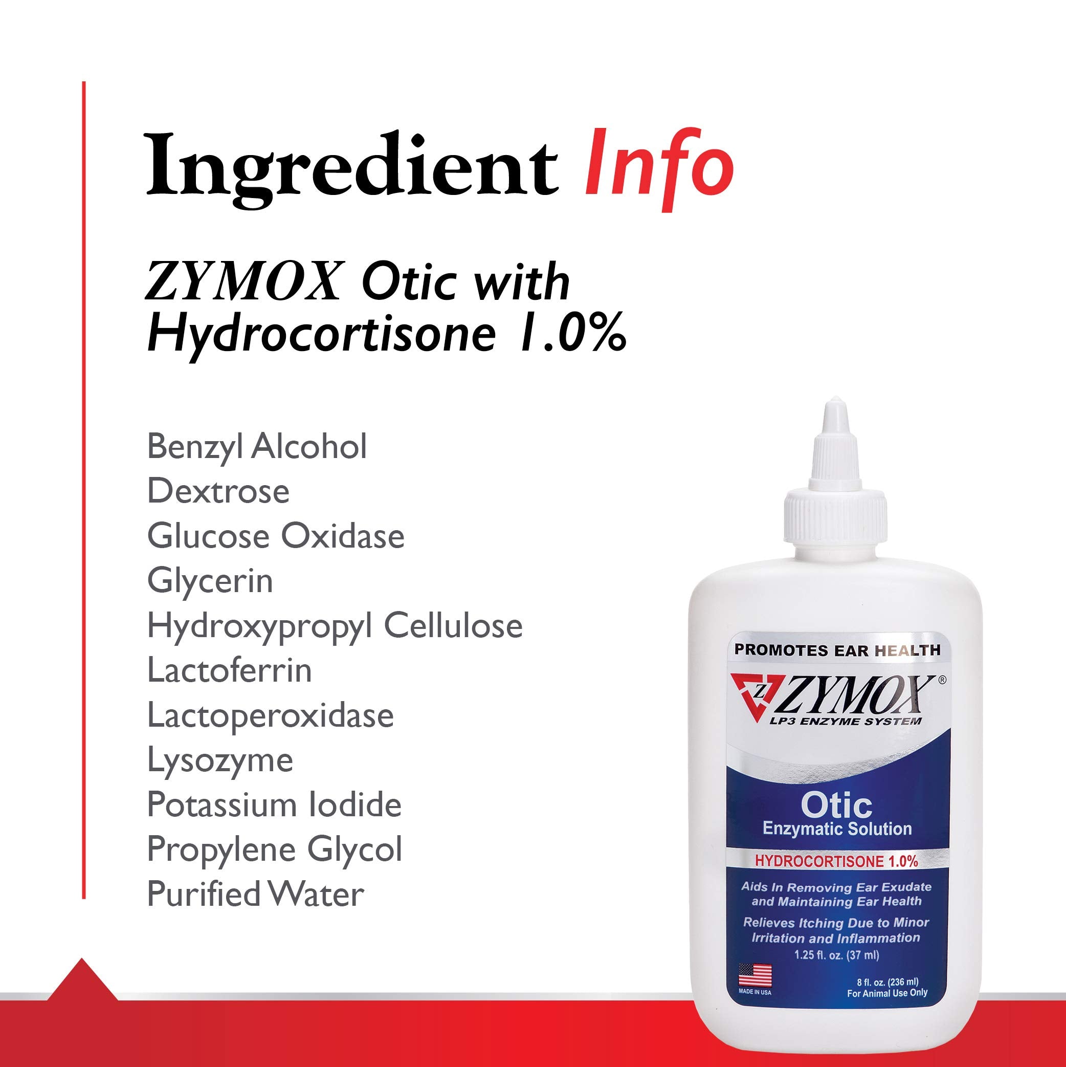 Hydrocortisone à 1% incluse pour le soulagement des démangeaisons chez les animaux.