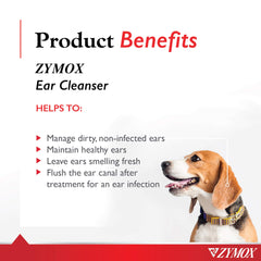 Zymox bouteille montrée, nettoyage doux des oreilles pour chiens et chats.