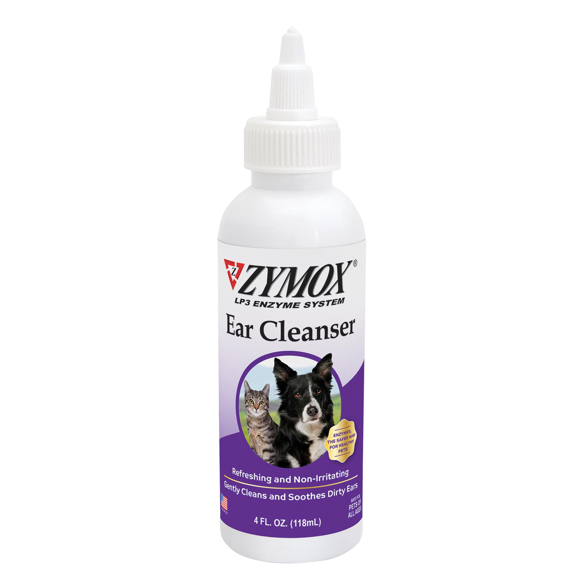 Zymox nettoyant oreilles chat et chien – bouteille 4 oz pour un nettoyage rapide
