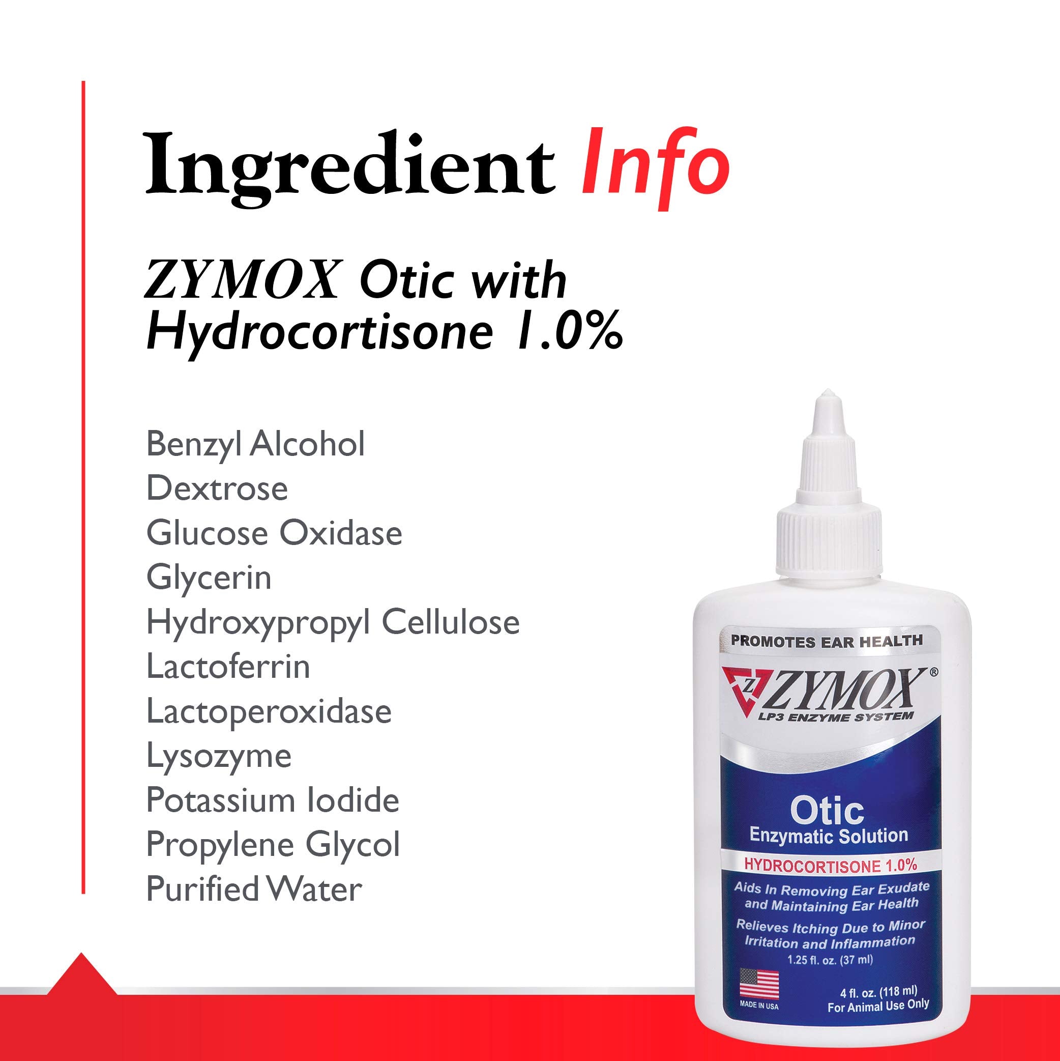 Flacon Zymox Otic appliqué dans le conduit auditif pour une action antimicrobienne.