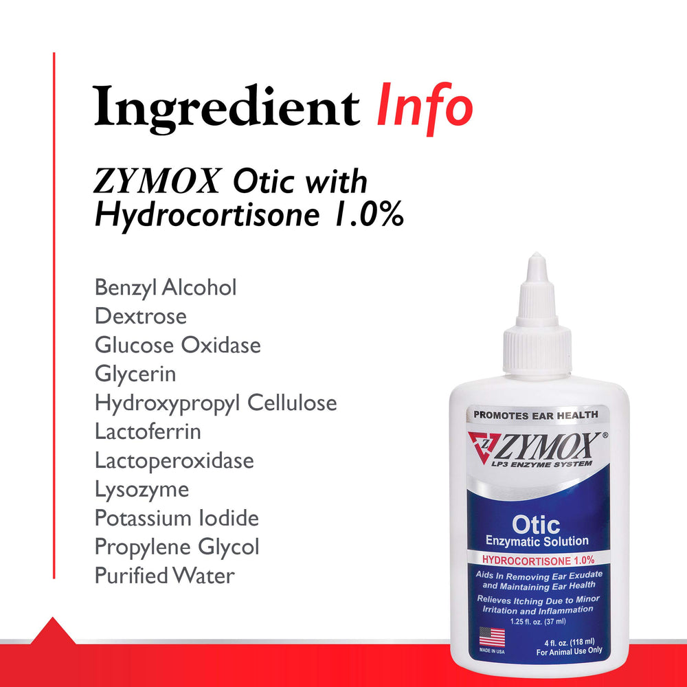 Flacon Zymox Otic appliqué dans le conduit auditif pour une action antimicrobienne.