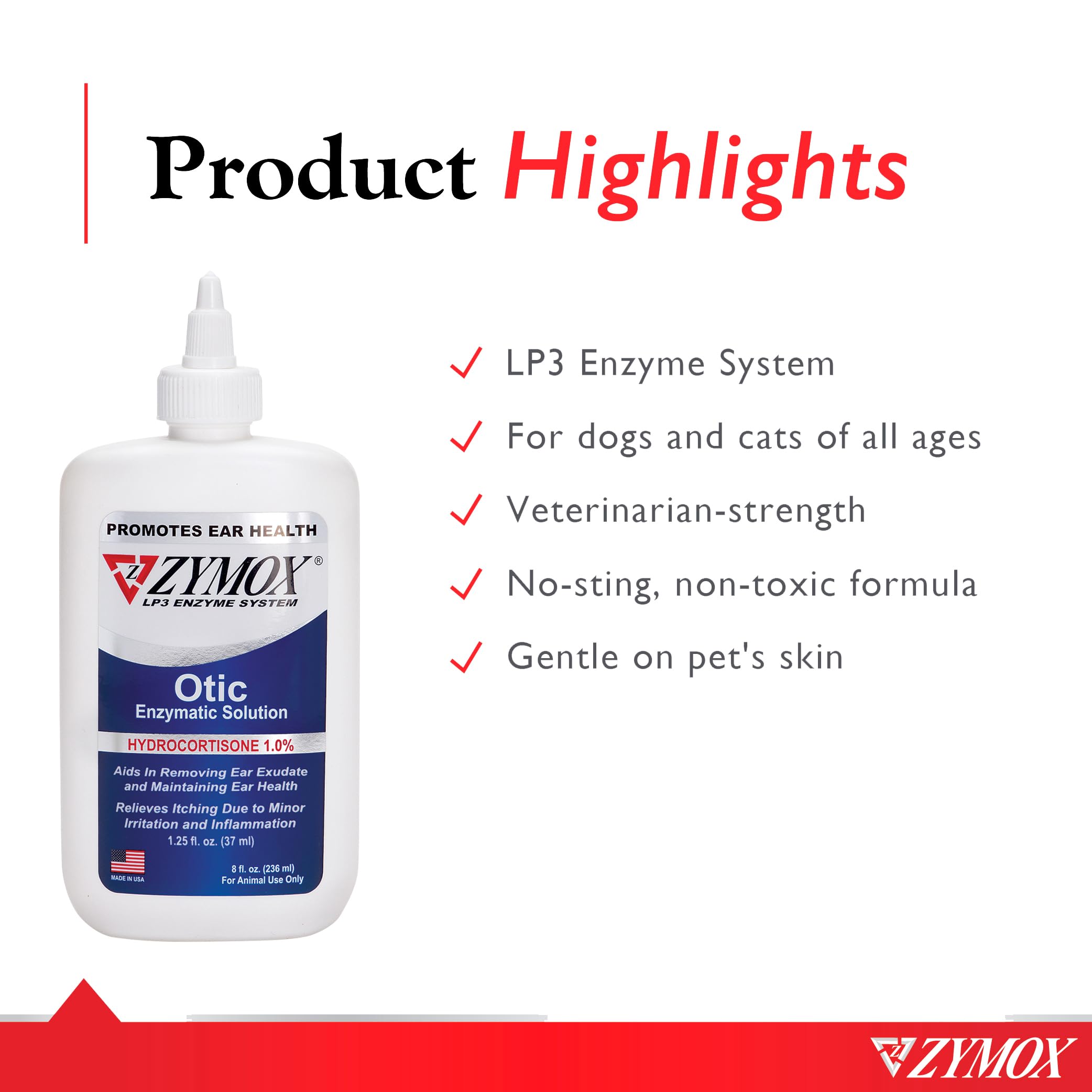 Pipette de dosage Zymox Otic pour une application précise.