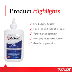 Pipette de dosage Zymox Otic pour une application précise.