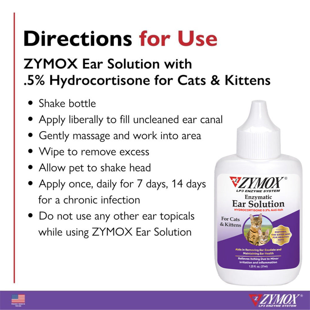 Zymox réduction exsudat rougeur sur l oreille d un chat.